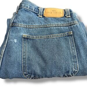 Open Trails Mens Stonewashed Blue Denim Straight‎ Leg Jeans 36x25 Cotton Oman